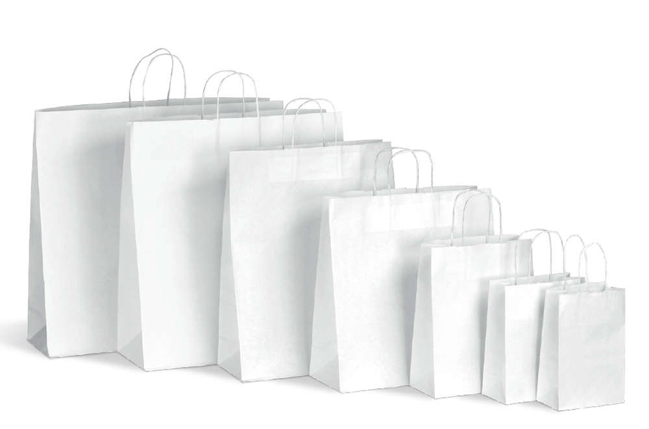 31. White Kraft paper bags – Twisted handle – Bottom base